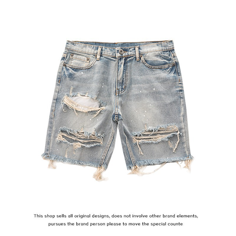 Men's Fashion Holes Short Denim Shorts