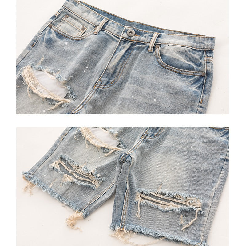 Men's Fashion Holes Short Denim Shorts