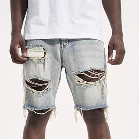 Men's Fashion Holes Short Denim Shorts